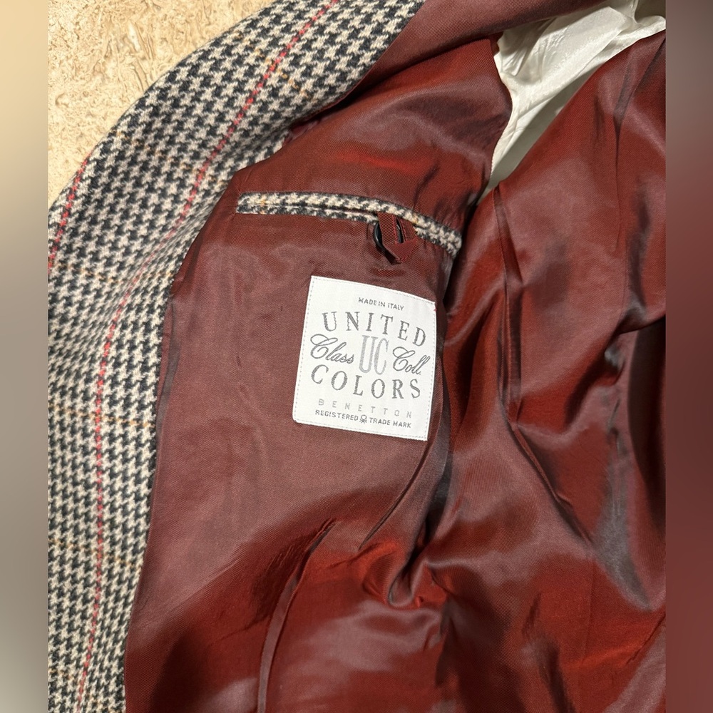 UNITED COLORS OF BENETTON Vintage Made in Italy Houndstooth Blazer - Picture 3 of 6